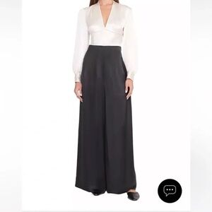 Staud Caleb Wide Leg Corset High Waist Trouser Pant in Black Jersey Crepe 12